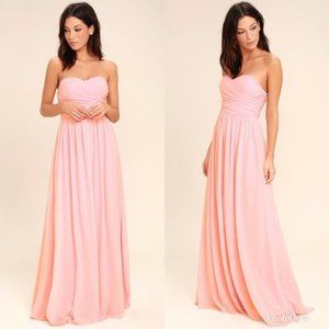 Lulu’s Blush Pink Strapless Maxi Dress Sz M
